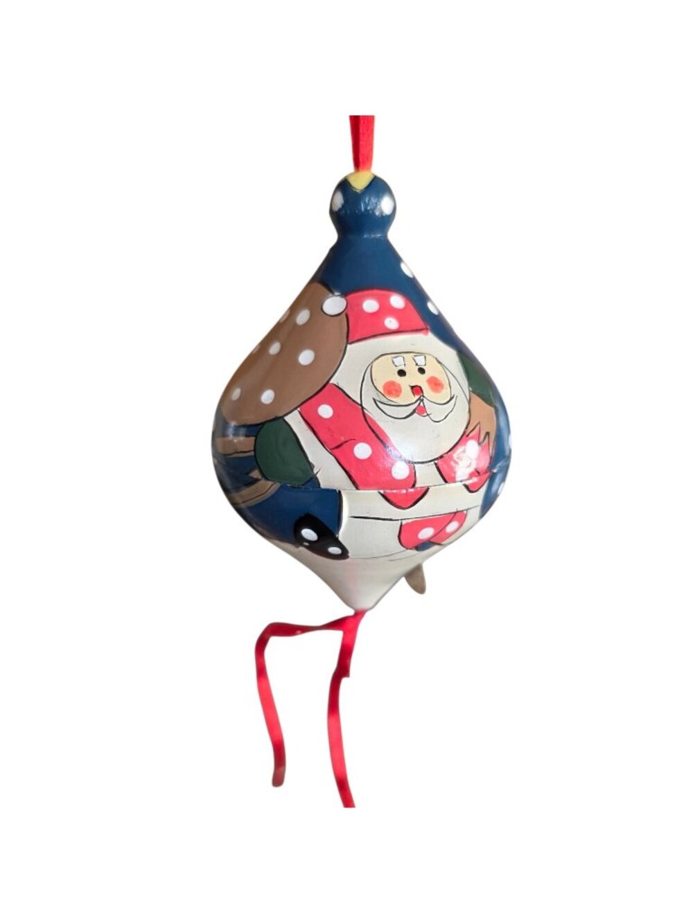 Terry's Village Wooden Nesting Ornaments Hand Painted Santa and Snowman 4"